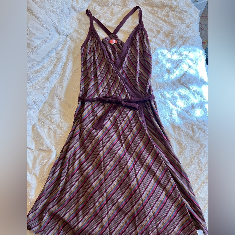 Lux Burgundy and Pink Striped Dress